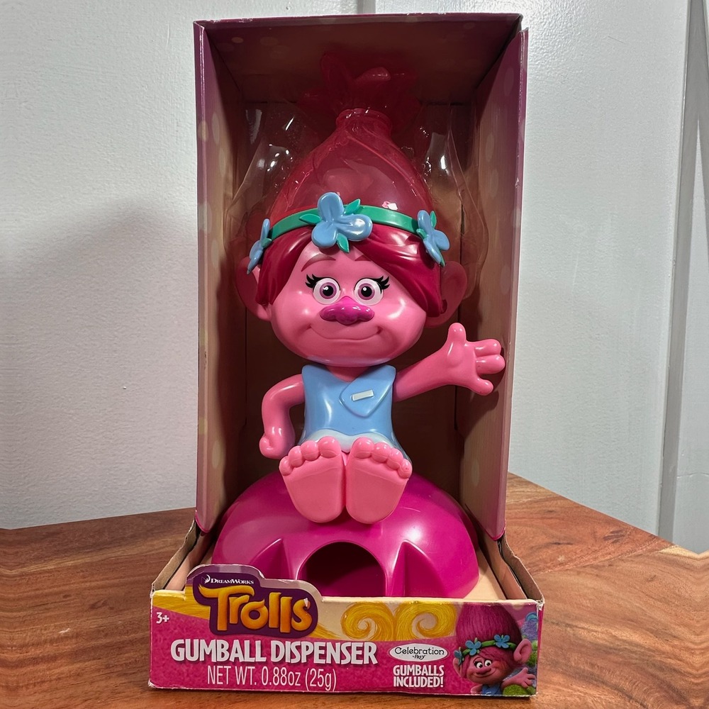 Dreamworks Trolls Poppy Gumball Dispenser Celebration Toys Gumballs Included